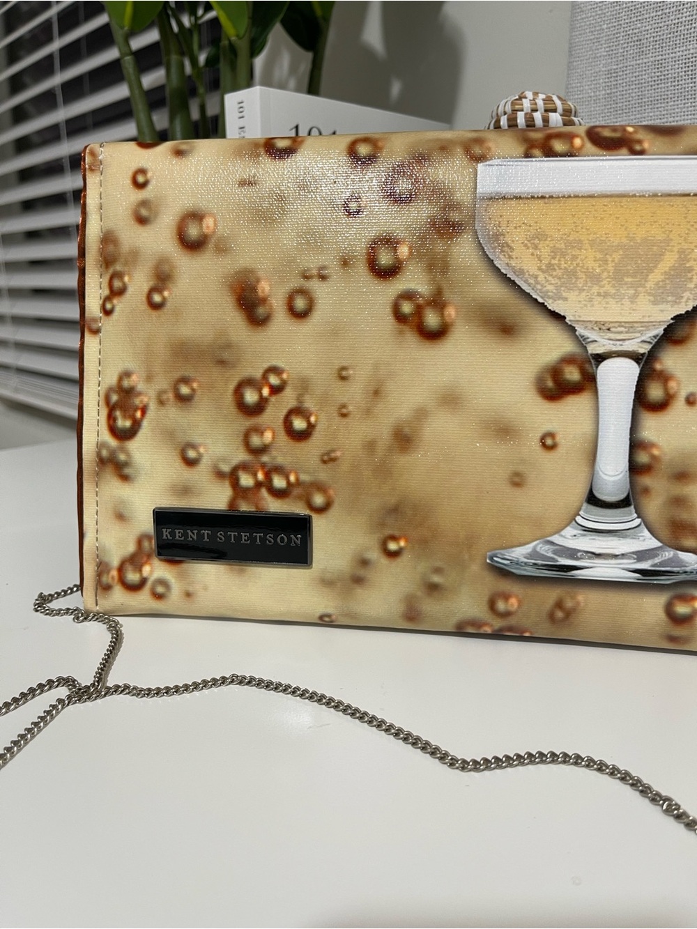 nwot KENT STETSON signed champagne celebration party shoulder bag clutch - Picture 4 of 6